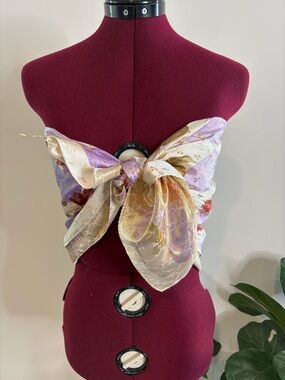 Elegant Lavender Floral Silk summer Scarf